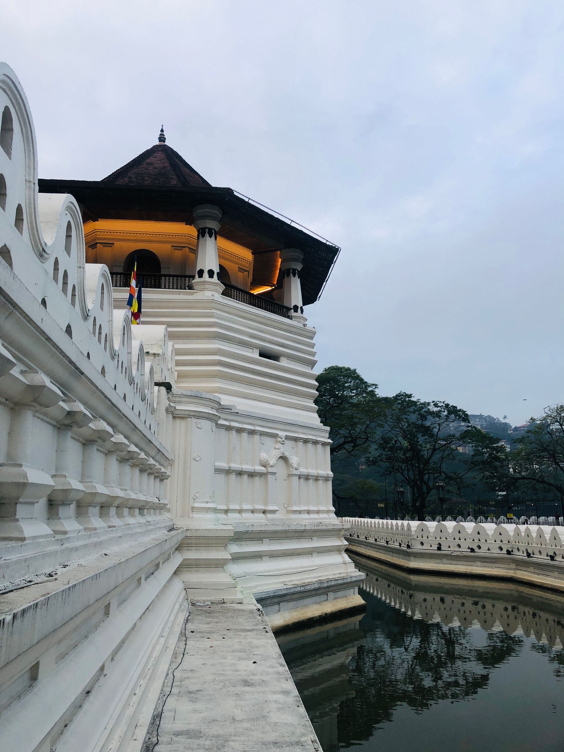 White walls and roofline at the Temple of the Tooth in Kandy